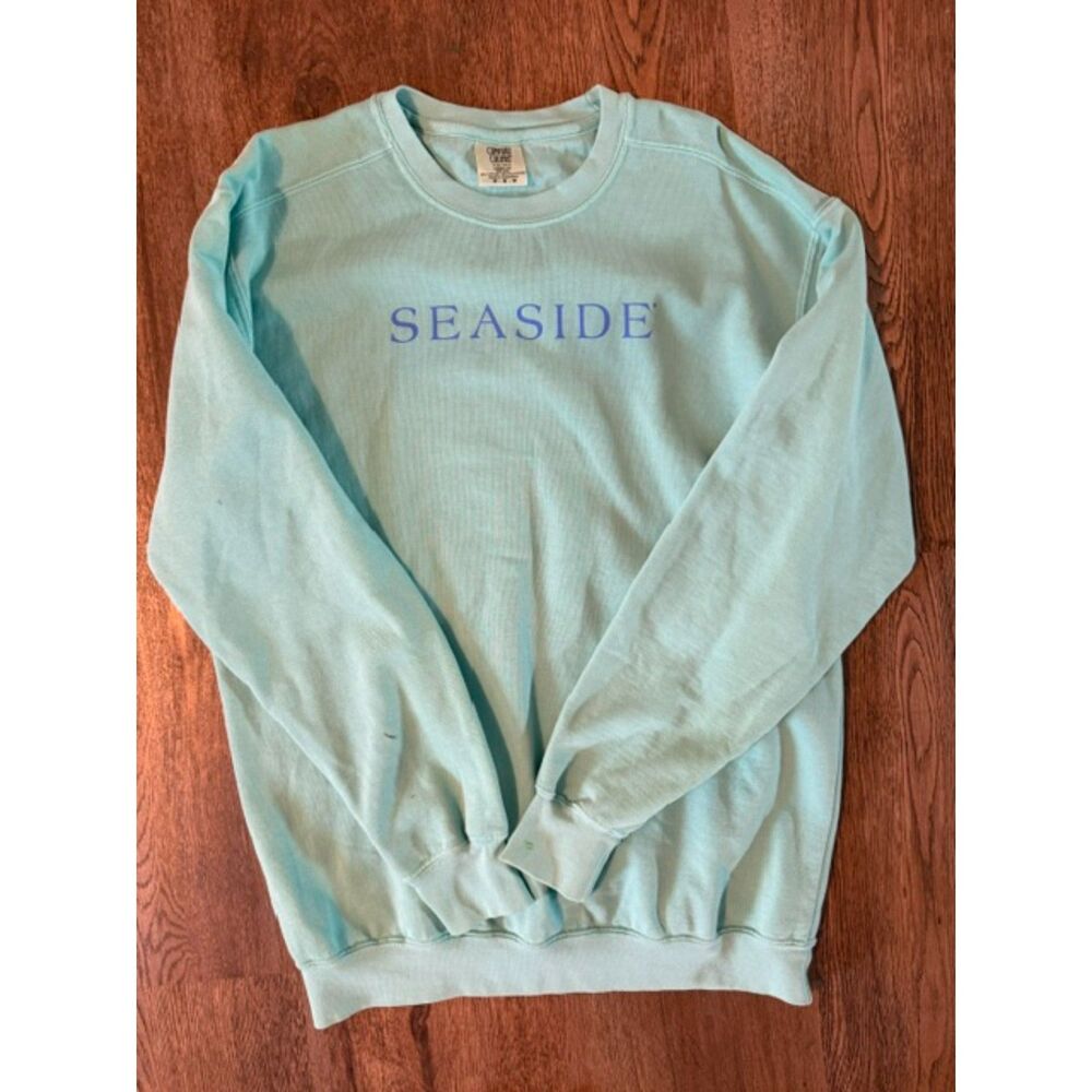 Seaside Crewneck Sweatshirt Pullover Adult Sz medium Comfort Colors Blue